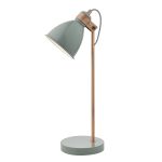 Frederick 1 Light E27 Grey With Copper Metalwork Adjustable Table Lamp White Inline Switch