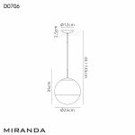 Miranda 25cm Ball Pendant 1 Light E27 Black Suspension With Matt Black/Smoke Fade Glass Globe