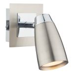 Loft 1 Light GU10 Satin Chrome Adjustable Wall Spotlight Low Energy With Polished Chrome Accents & Built In Rocker Switch