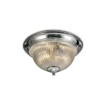 Macy IP44 2 Light E14 Flush Ceiling Light, Polished Chrome With Clear Ribbed Glass