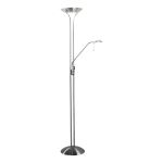 Montana 2 Light Satin Chrome Mother & Child Floor Lamp With Dimmable Uplighter & Dimmable, Adjustable Reading Lamp