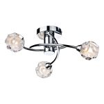 Seattle 3 Light G9 Polished Chrome Semi Flush Ceiling Light With Clear Sculptured Glass Shade With Frosted Inner Detail