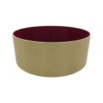 Sigma Round Cylinder, 600 x 220mm Dual Faux Silk Fabric Shade, Antique Gold/Ruby