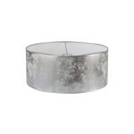 Sigma Round Cylinder, 500 x 200mm Silver Leaf With White Lining Shade