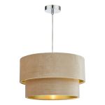 Suvan E27 Non Electric Taupe Velvet Shade With A Gold Metallic Lining (Shade Only)